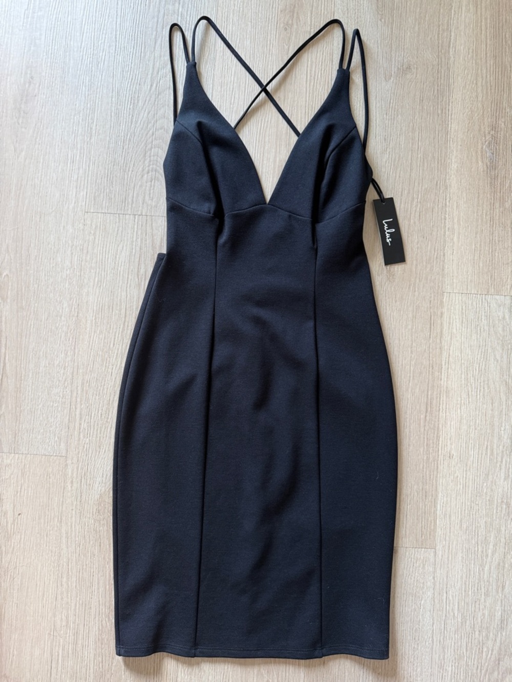 Lulu's Black Strappy V-Neck Midi Dress
